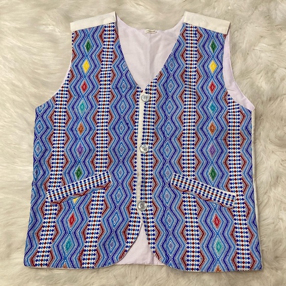 Other - Multicolor Men’s Vest Ethnic Tribal Bohemian Festival Geometric Button
